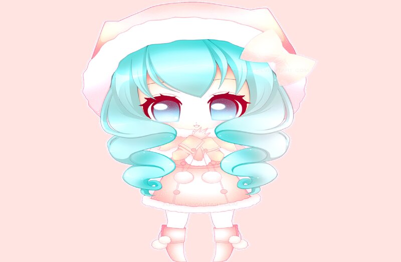 Chibi Character with Blue Hair — Pink