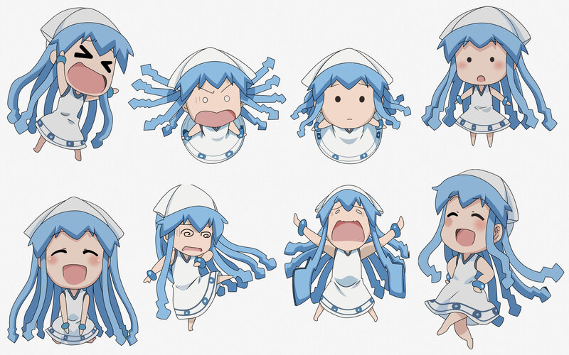 Chibi Character with Blue Hair — Playful, Anime, Character Sheet