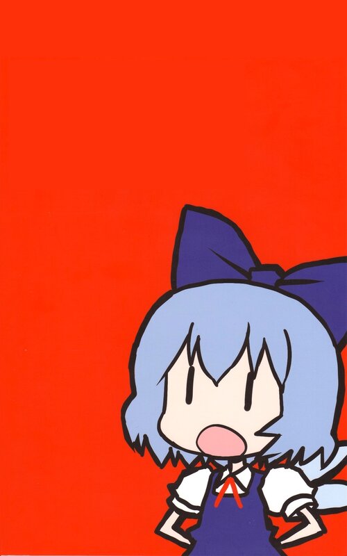 Chibi Character with Blue Hair — Red