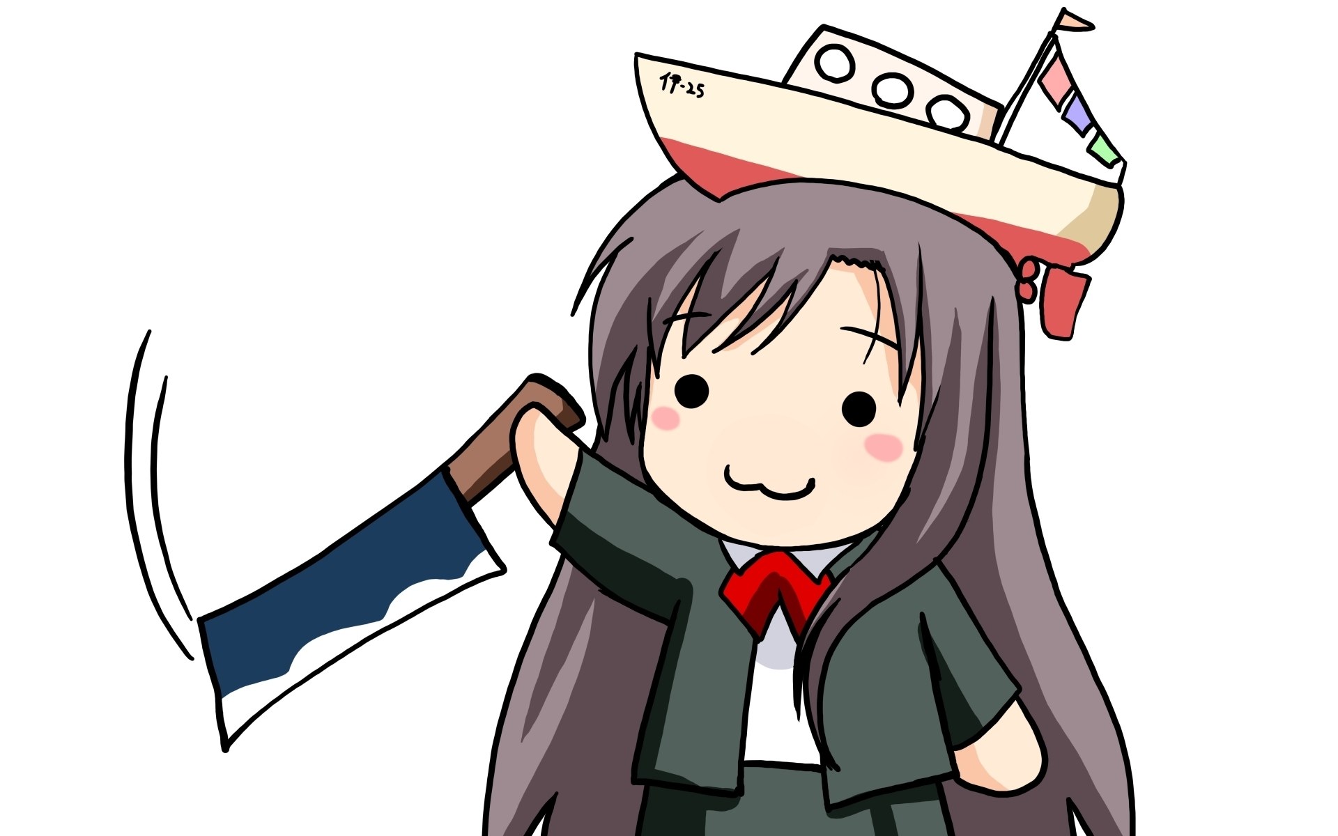 Chibi character with boat hat and cleaver