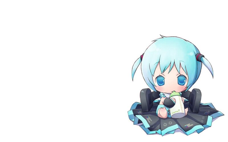 Chibi Character with Bottle — Blue, Cute