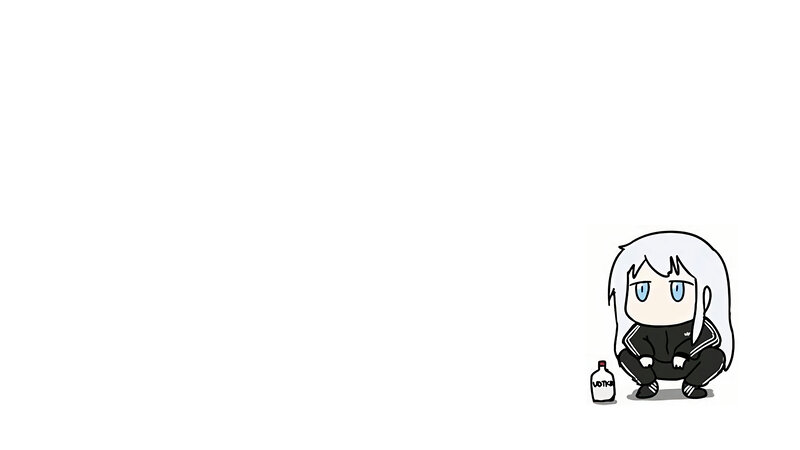 Chibi Character with Bottle — White