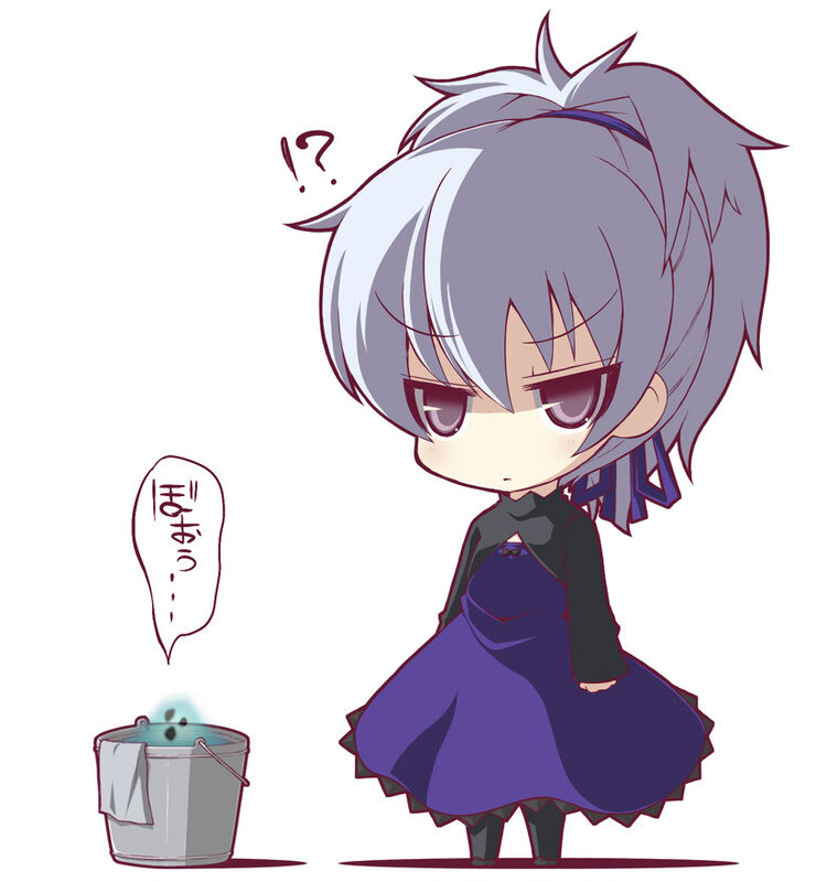 chibi character with bucket