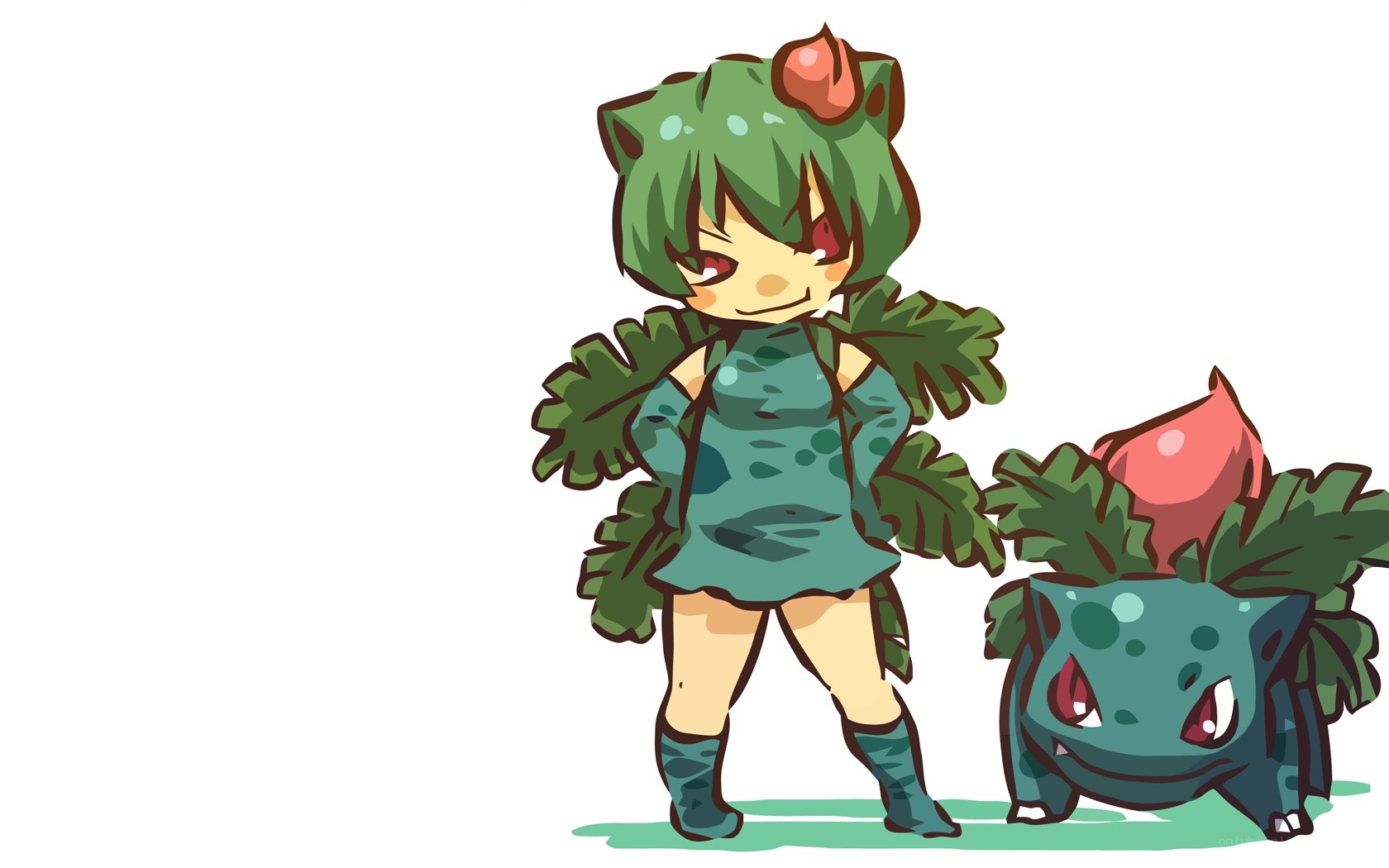 chibi character with bulbasaur