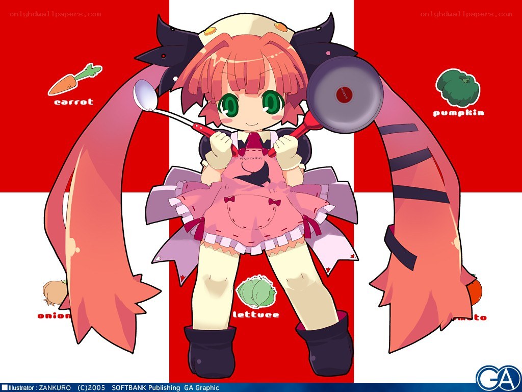chibi character with cooking utensils