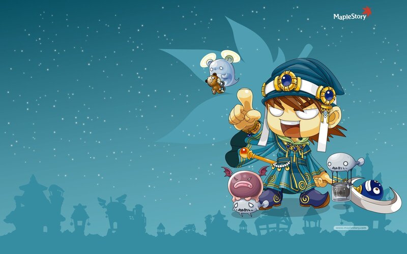 Chibi Character with Creatures — Blue