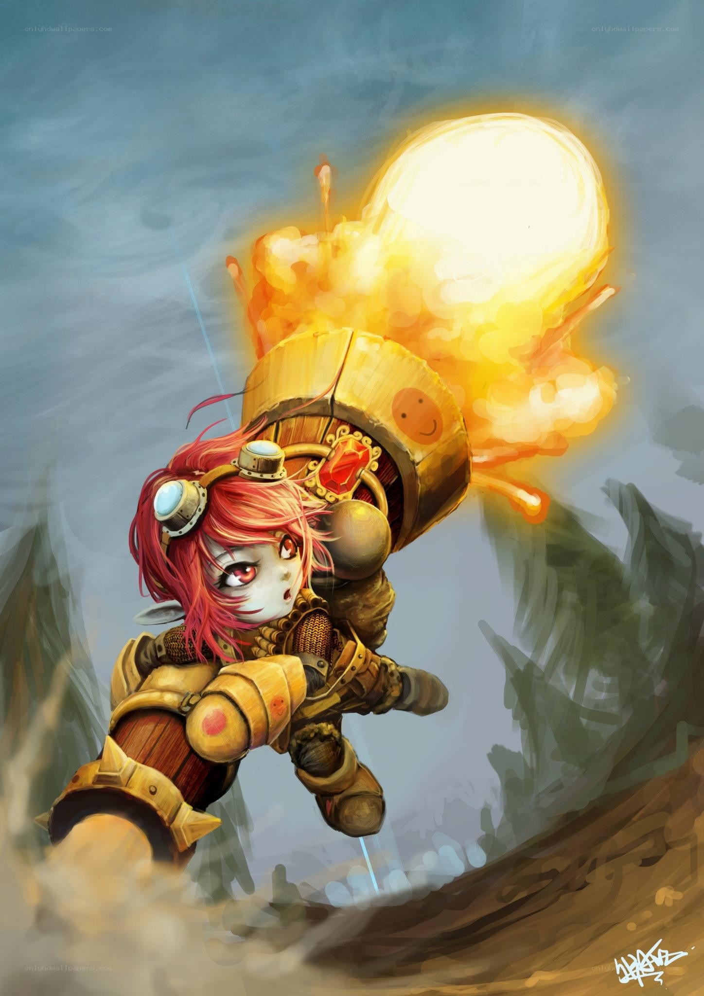 Chibi character with explosive cannon