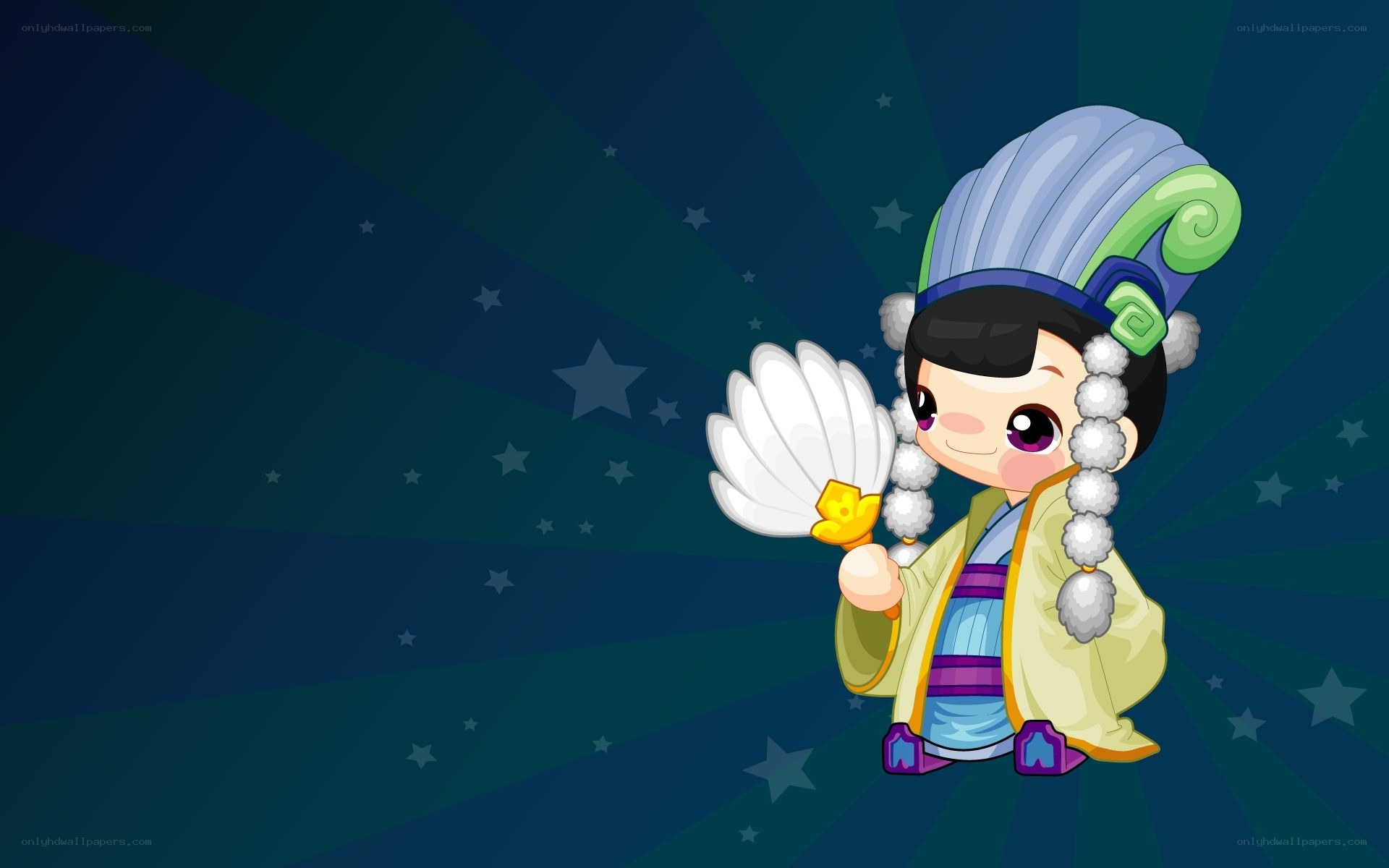 chibi character with fan