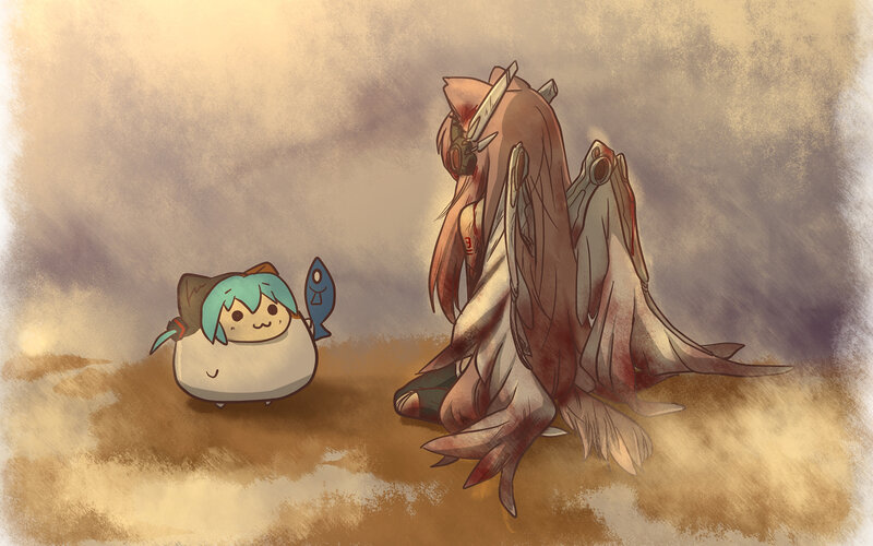 Chibi Character with Fish