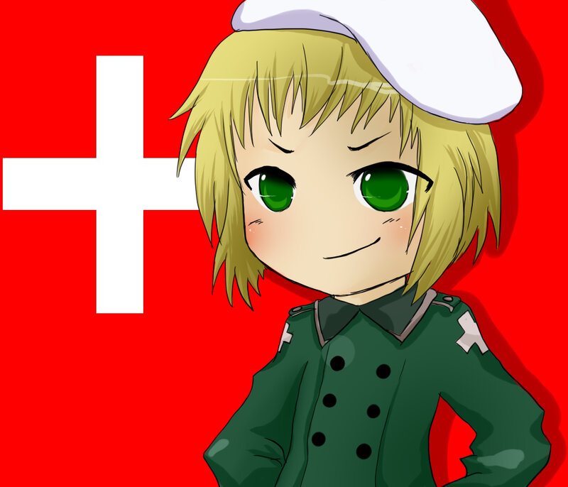 chibi character with flag background