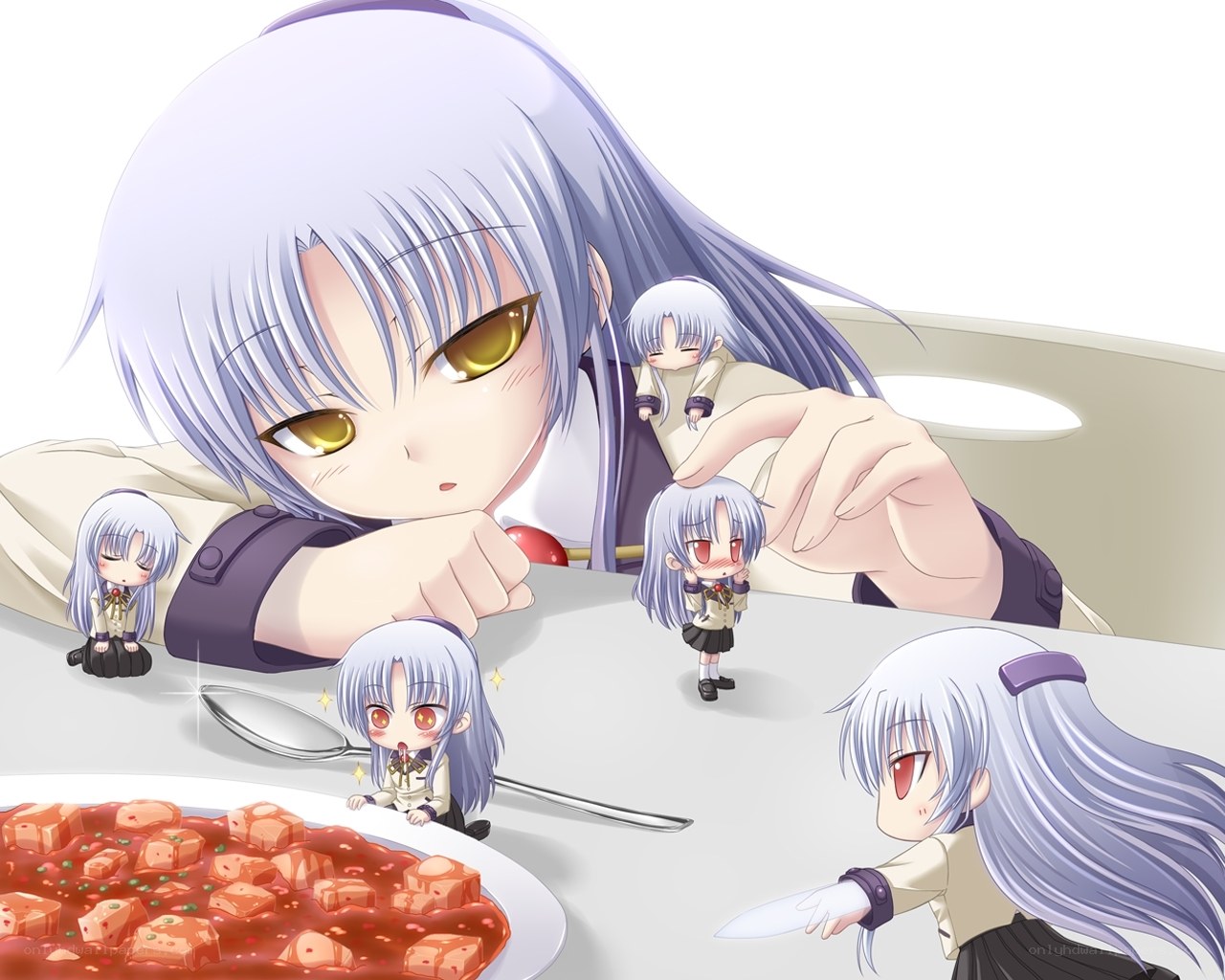 Chibi character with food