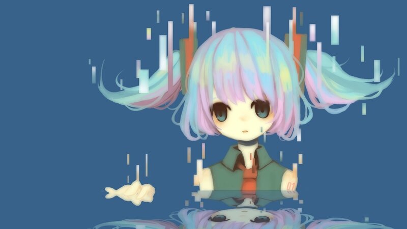 chibi character with glitch effect