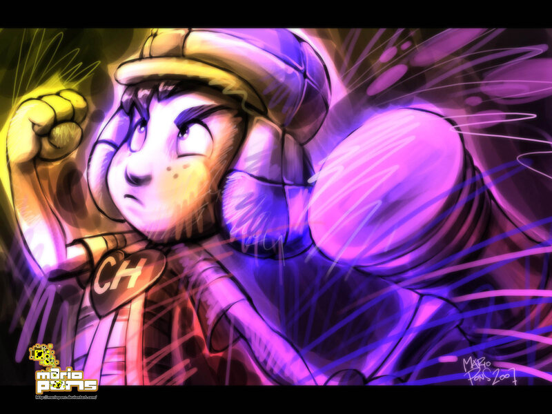 Chibi character with glowing fist