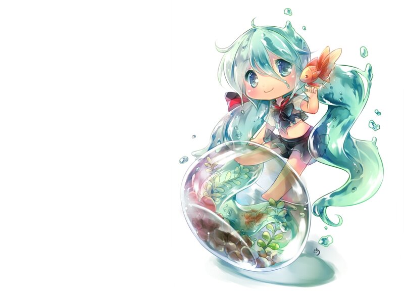 Chibi Character with Goldfish