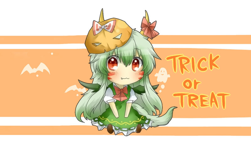 Chibi Character with Green Hair — Festive