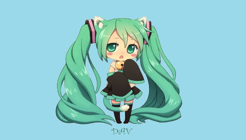 Chibi Character with Green Hair — Playful, Anime