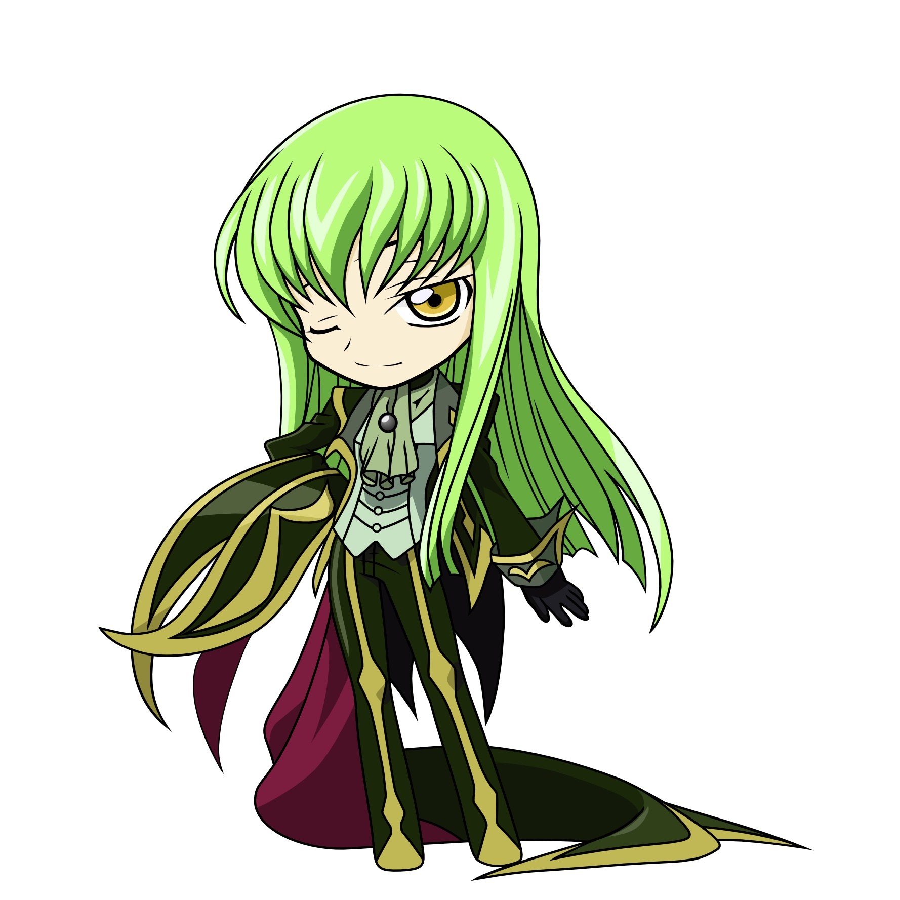 chibi character with green hair
