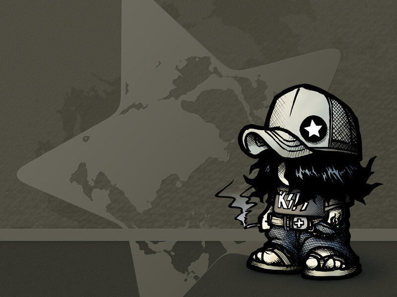 Chibi Character with Hat — Gray