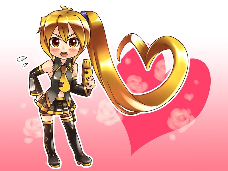 Chibi Character with Heart — Pink