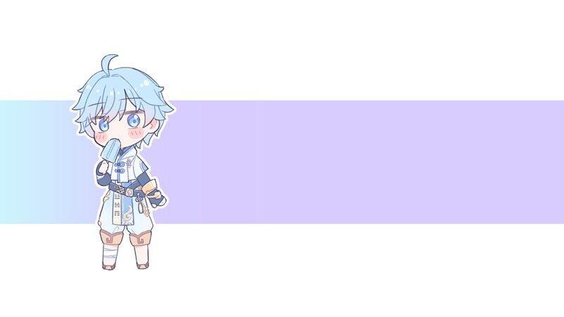 Chibi Character with Ice Cream — Light Blue