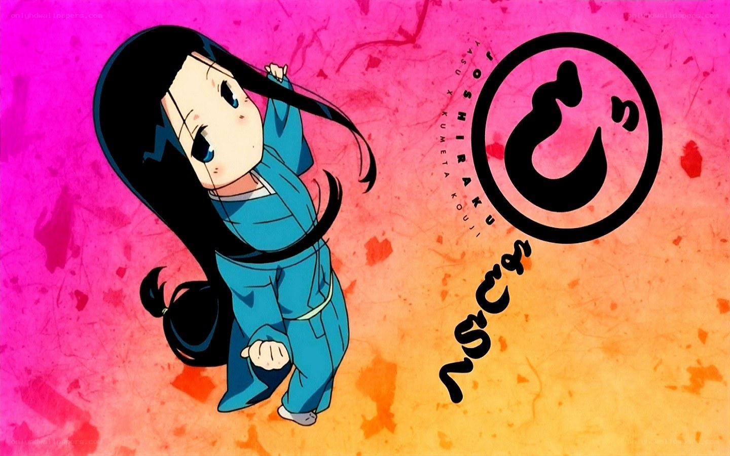 Chibi character with logo