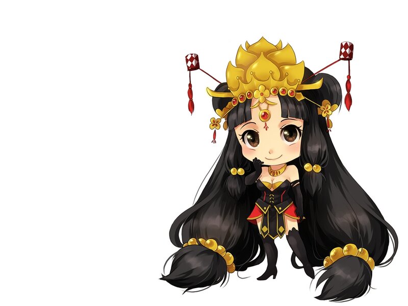 Chibi Character with Long Hair — Black