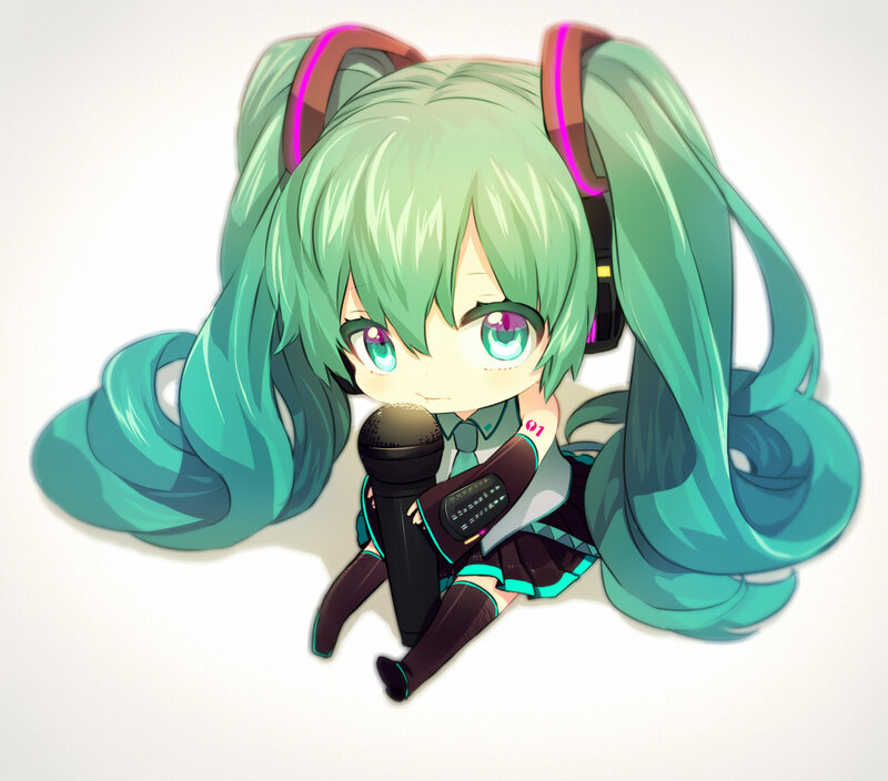 Chibi Character with Microphone — Green