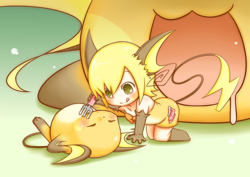Chibi Character with Pikachu — Yellow