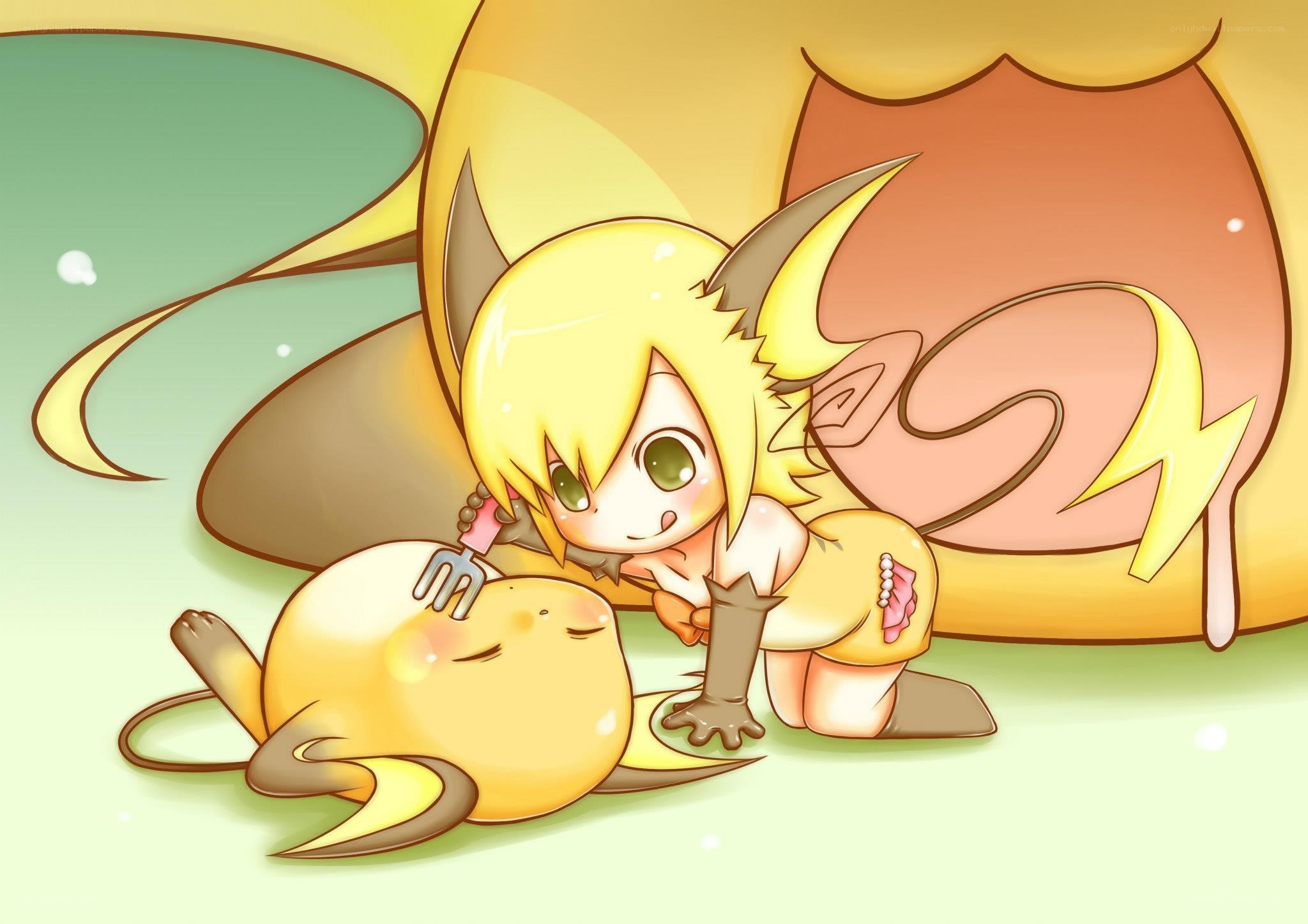 Chibi character with Pikachu