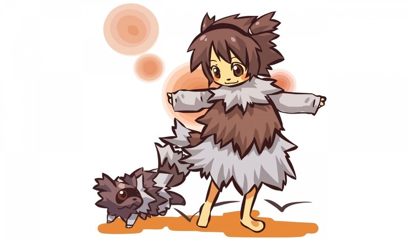 Chibi Character with Pokémon — Brown