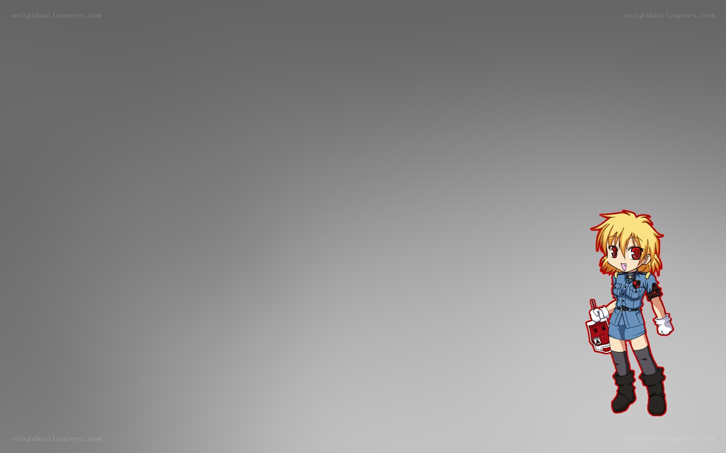 chibi character with red eyes