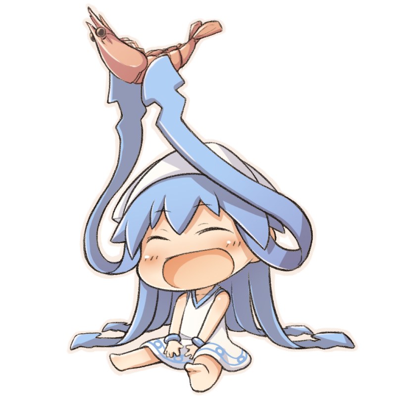 chibi character with shrimp