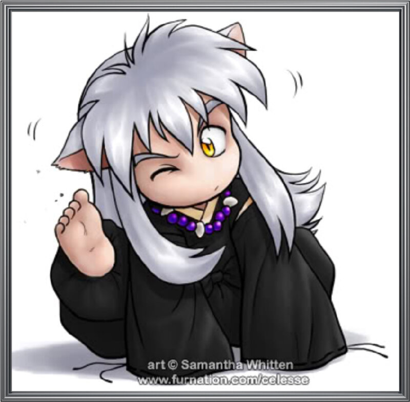 Chibi Character with Silver Hair — White