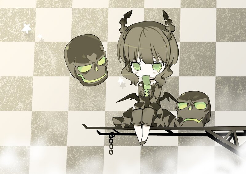 Chibi character with skulls