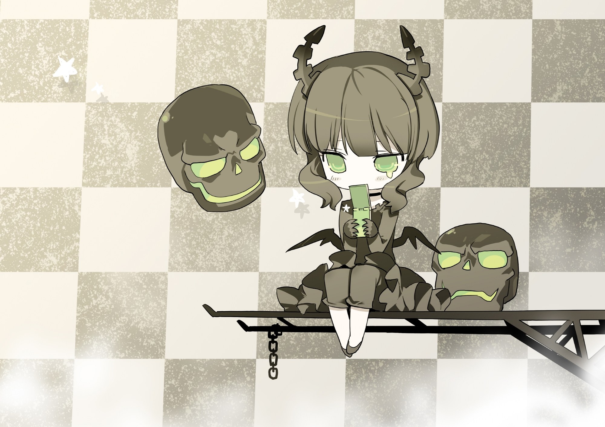 Chibi character with skulls