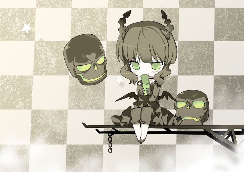 chibi character with skulls