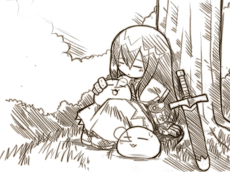 Chibi Character with Slime