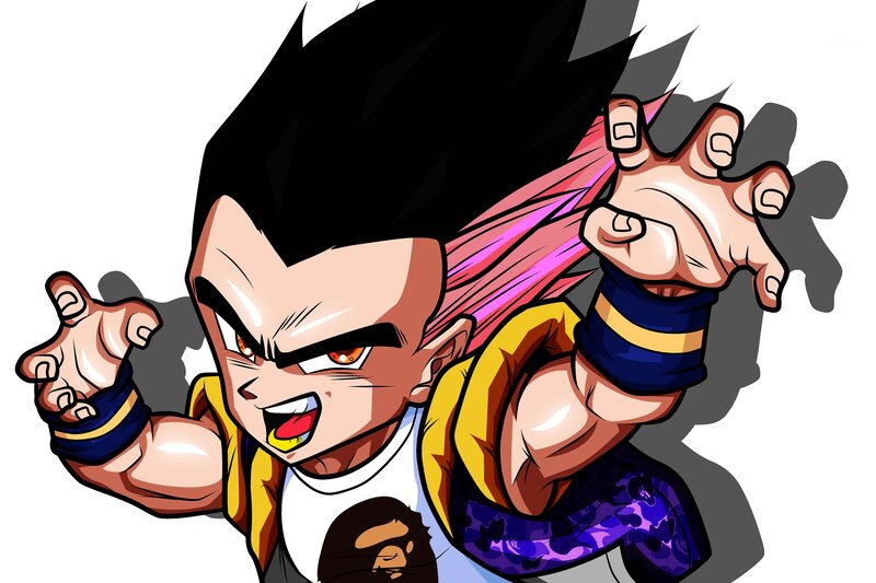 Chibi Character with Spiky Hair — Black