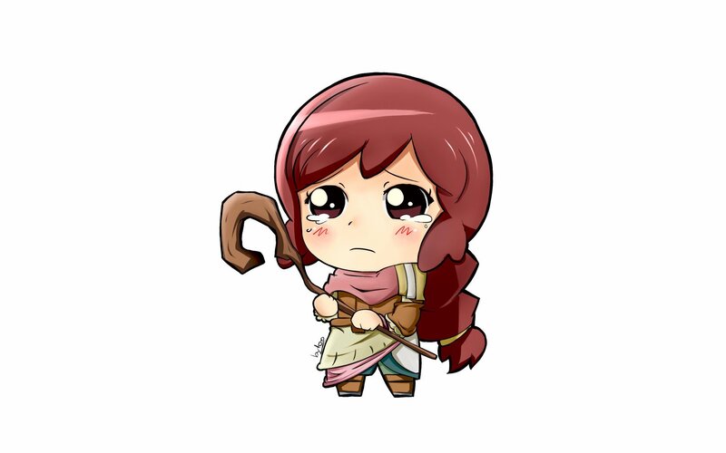 Chibi Character with Staff — Red