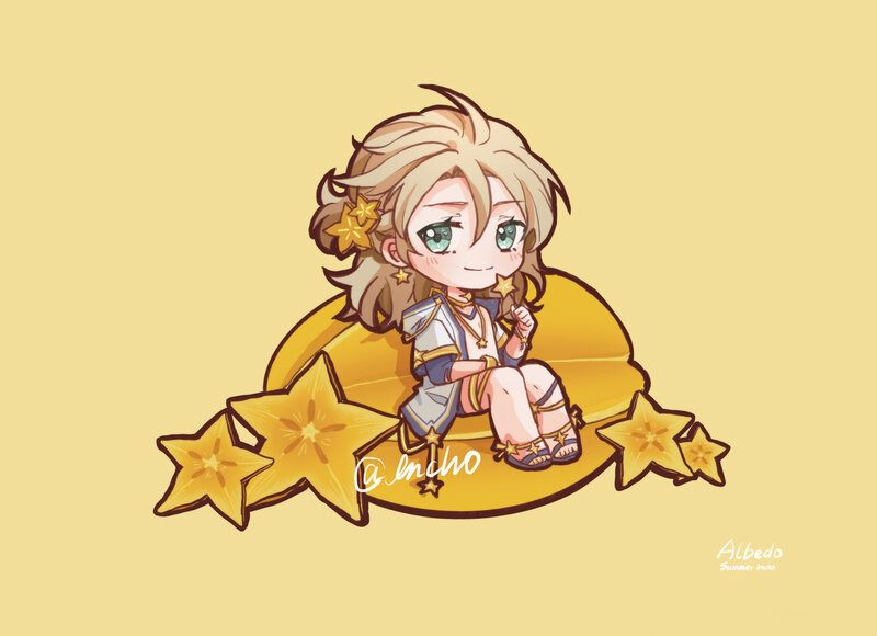Chibi Character with Stars — Yellow
