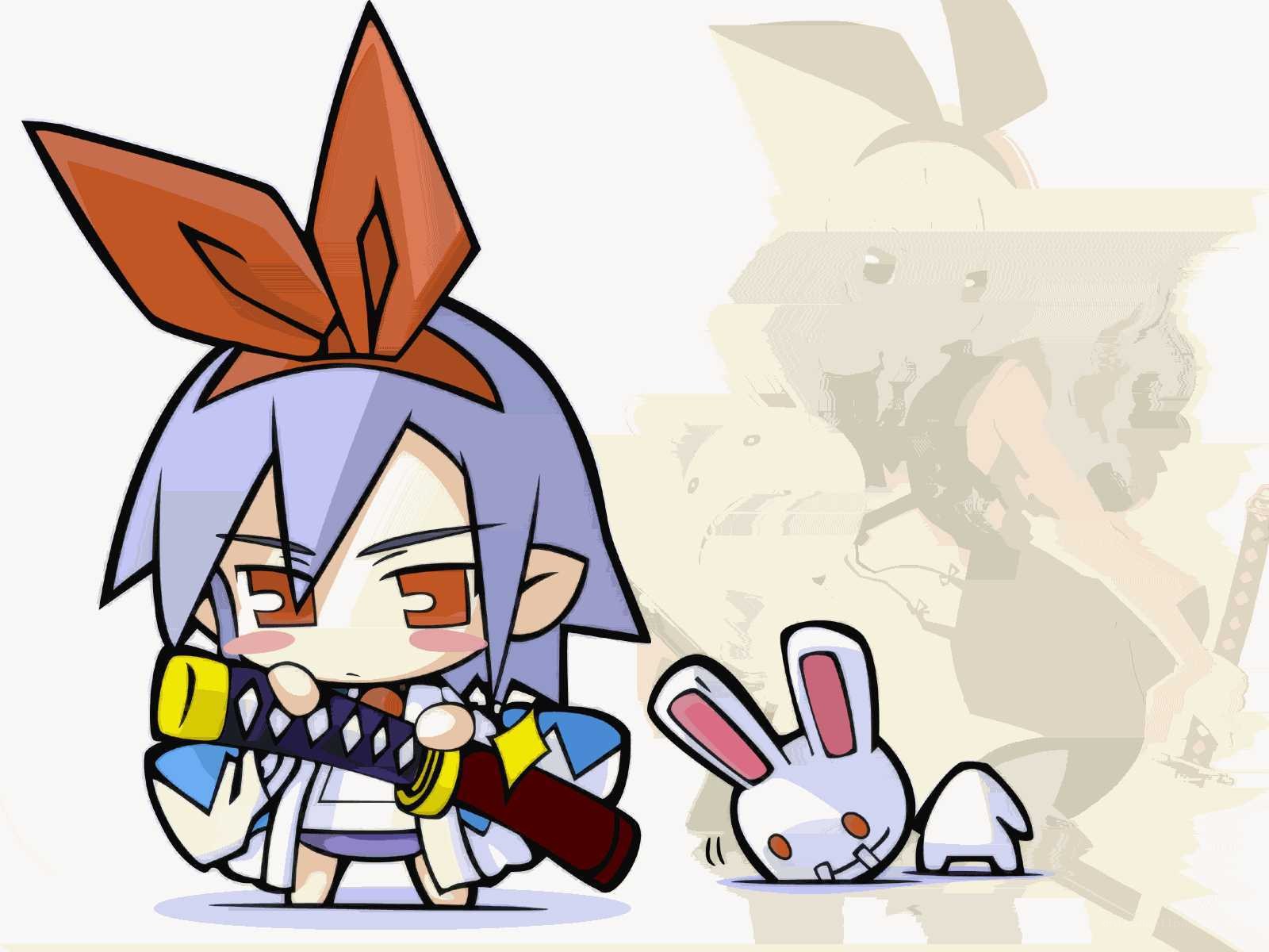 Chibi character with sword and rabbit