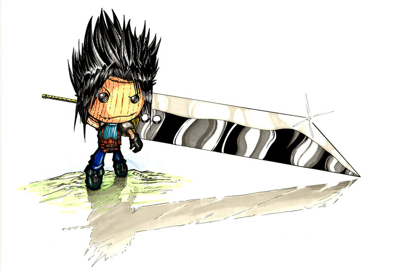 Chibi Character with Sword — Black