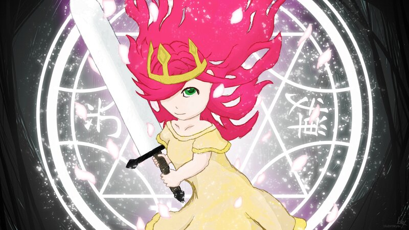 Chibi Character with Sword — Pink