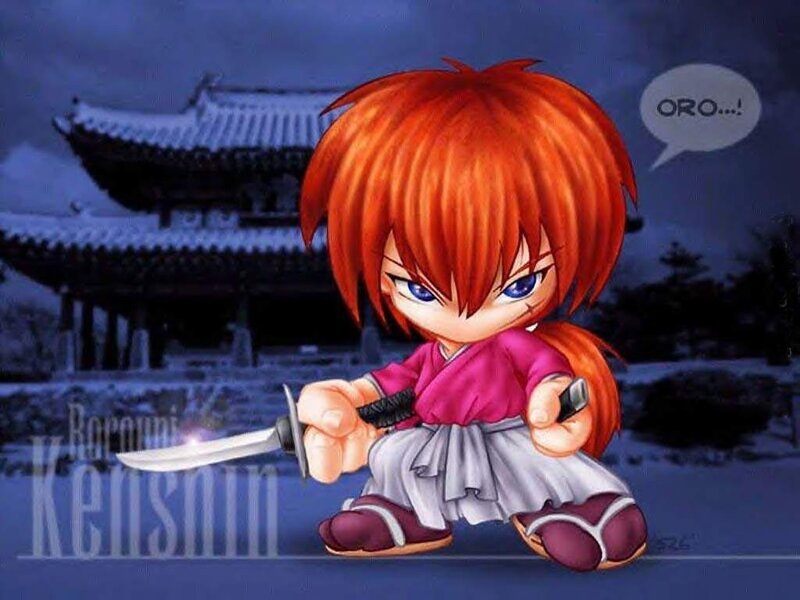 Chibi Character with Sword — Red, Dramatic