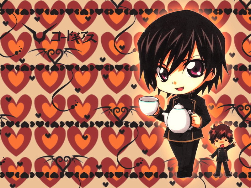 Chibi character with tea set