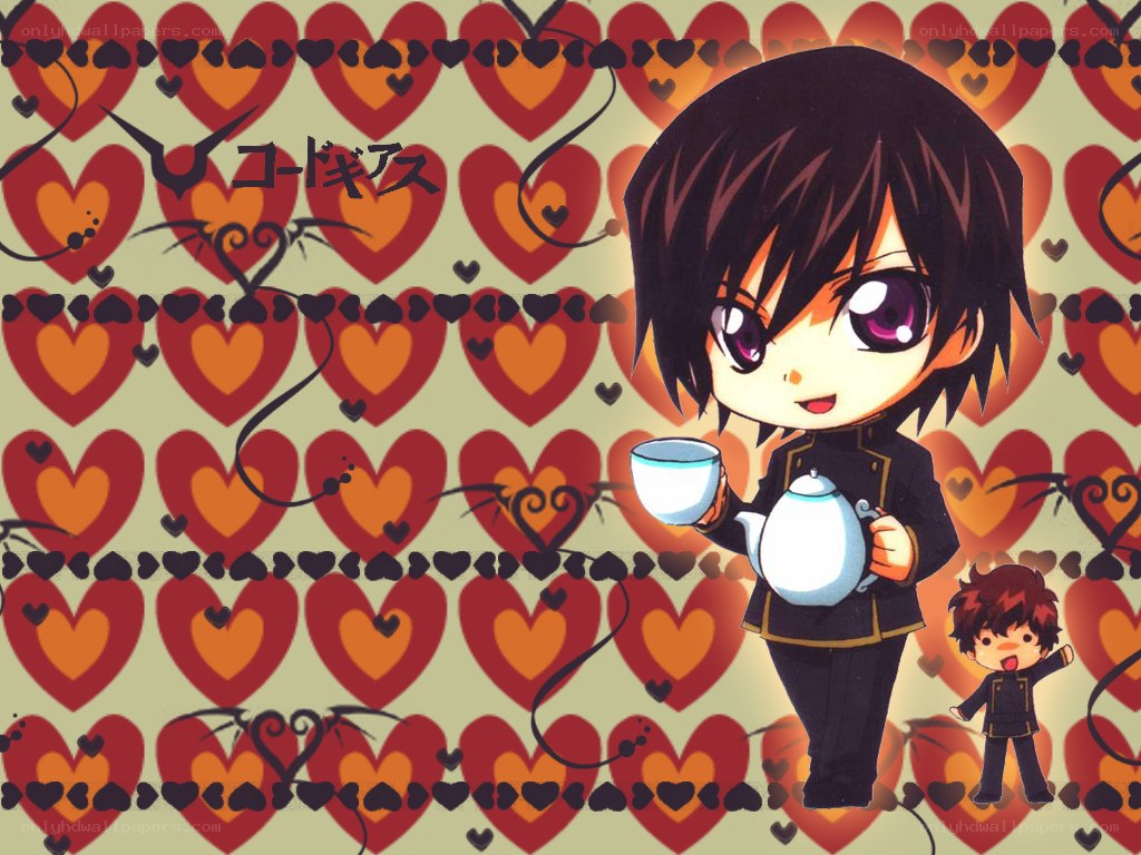 Chibi character with tea set