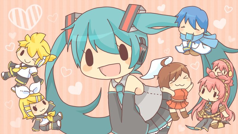 Chibi Characters Around Central Figure