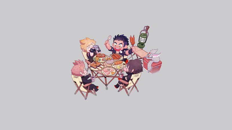 Chibi Characters at Picnic — Gray