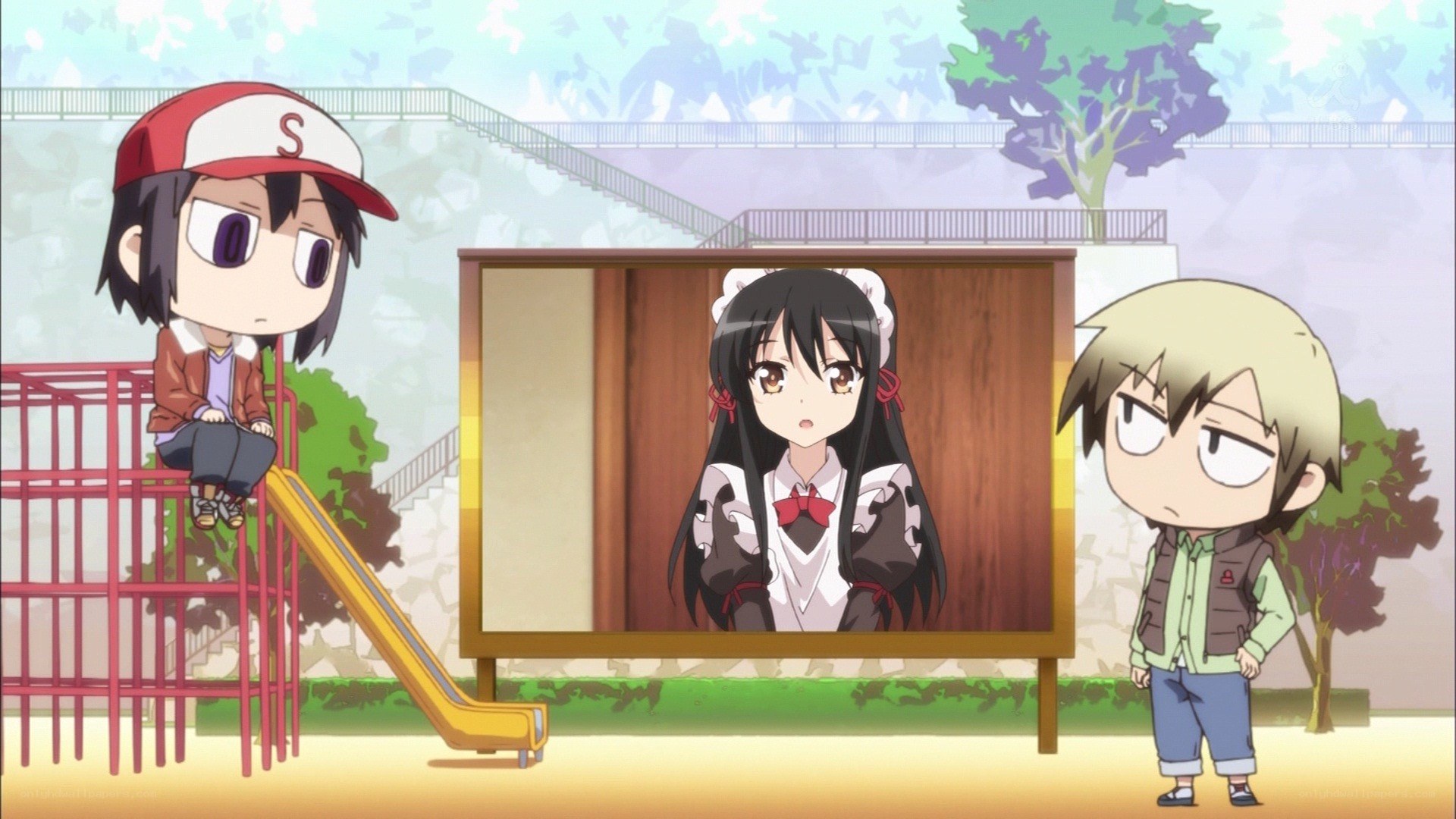 Chibi characters at playground