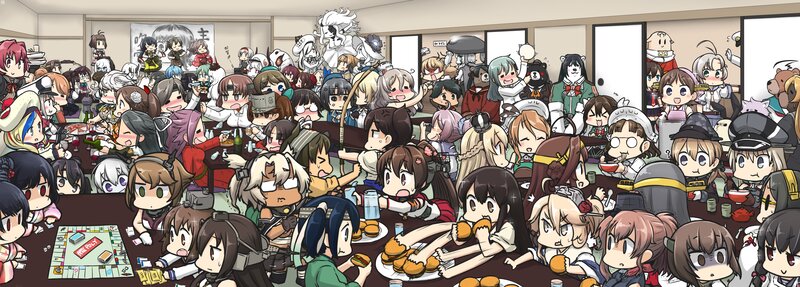 Chibi Characters at Table — Brown